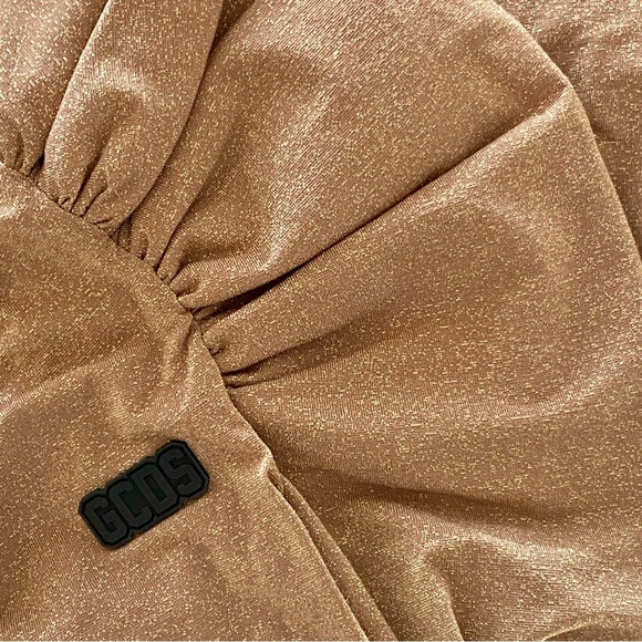 GCDS 70’s Gold Glitter One-Shoulder Bodysuit - Picture 6 of 8